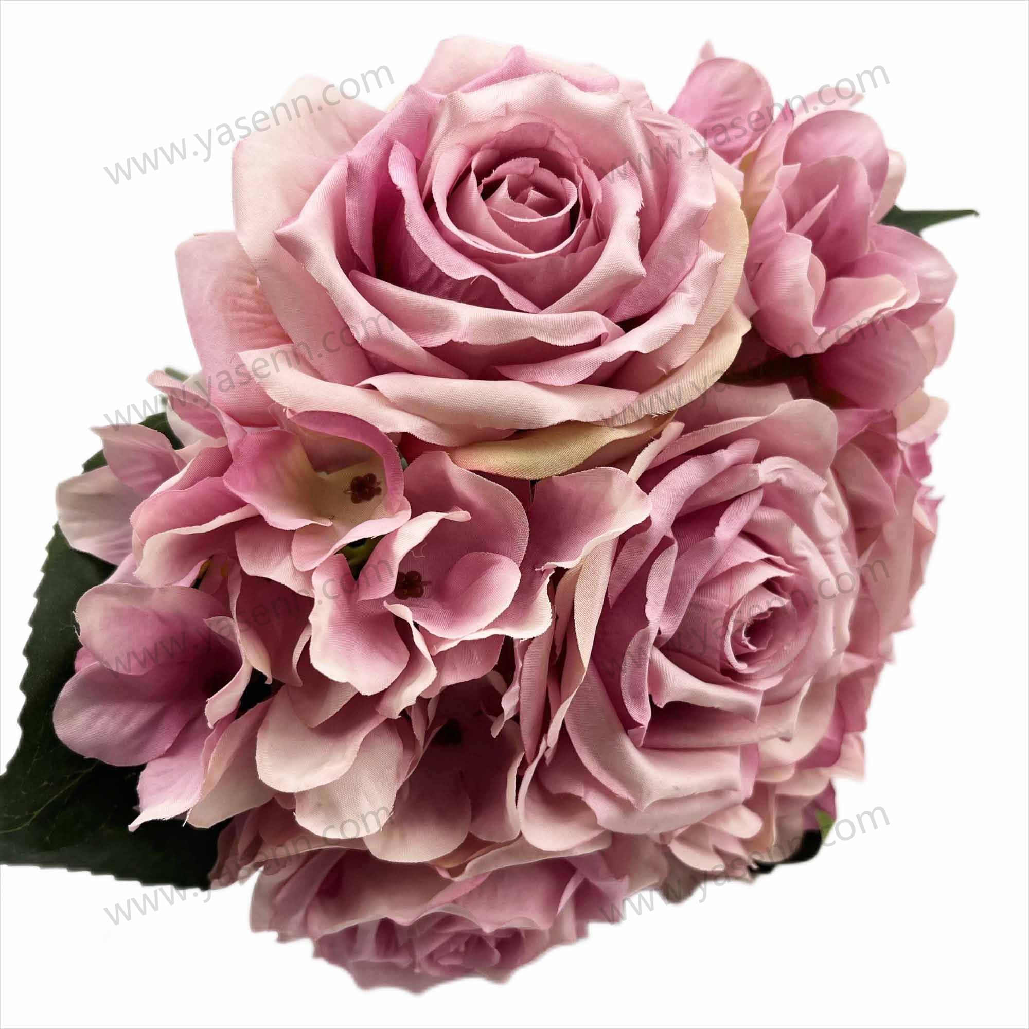 7 BRANCHES ROSE HYDRANGEA YSB23134 bridal boutuet artificial flowers