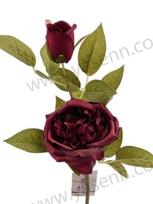 YSZ20123 Delicate Peony Stem with Bloom & Bud – Elegant Floral Decor YSZ20123