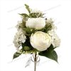 Lush Mixed Peony and Hydrangea Artificial Fan Shaped Bouquet 7 Stems 47cm Tall Pongee YSB23101