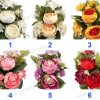 Lush Mixed Peony and Hydrangea Artificial Fan Shaped Bouquet 7 Stems 47cm Tall Pongee YSB23101