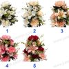 Luxury Mixed Lily Peony Rose Artificial Fan Shaped Bouquet 11 Stems 50cm Tall Satin YSB23120