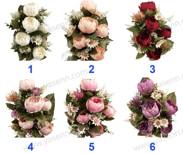 Elegant Artificial Peony Fan Shaped Bouquet 12 Stems 46cm Tall Pongee Plastic YSB23121