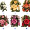 Luxury 12 Rose Artificial Fan Shaped Bouquet 50cm Tall Mixed Size Blooms Pongee YSB23122
