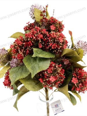 YSB23141 Lush Garden Mix Artificial Fan Shaped Bouquet 13 Stems 50cm Tall Pongee Plastic YSB23141