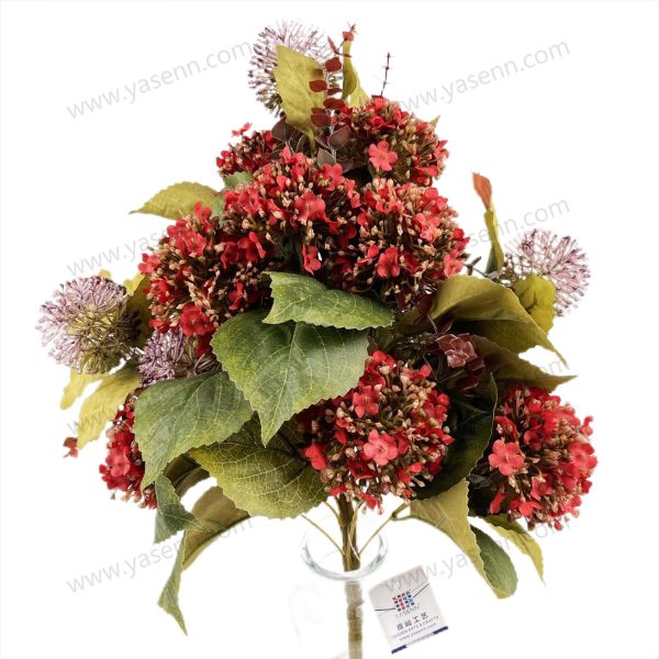 Lush Garden Mix Artificial Fan Shaped Bouquet 13 Stems 50cm Tall Pongee Plastic YSB23141