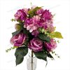 Romantic Mixed Rose and Hydrangea Artificial Fan Shaped Bouquet 11 Stems 50cm Tall Pongee Plastic YSB23142