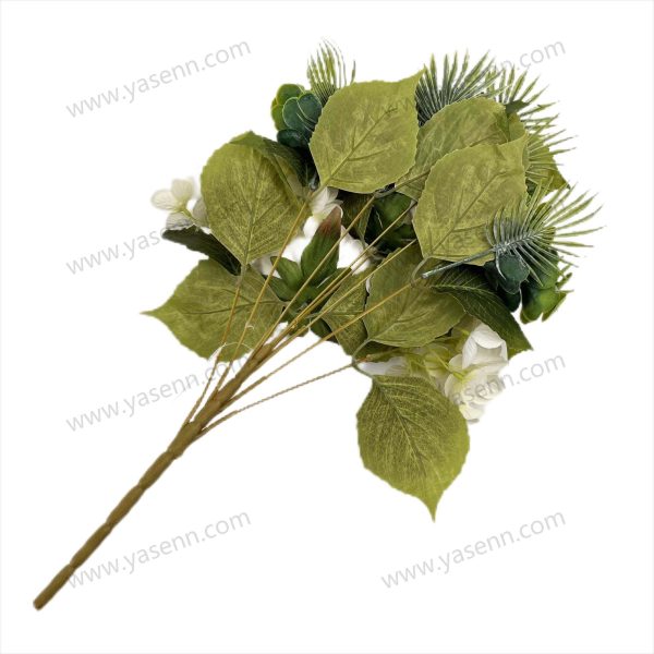 Romantic Peony and Hydrangea Artificial Fan Shaped Bouquet 9 Stems 53cm Tall Pongee YSB23161