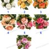 Romantic Peony and Hydrangea Artificial Fan Shaped Bouquet 9 Stems 53cm Tall Pongee YSB23161