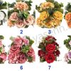 Mixed Rose and Hydrangea Artificial Fan Shaped Bouquet 7 Stems 47cm Tall Large Blooms YSB23162