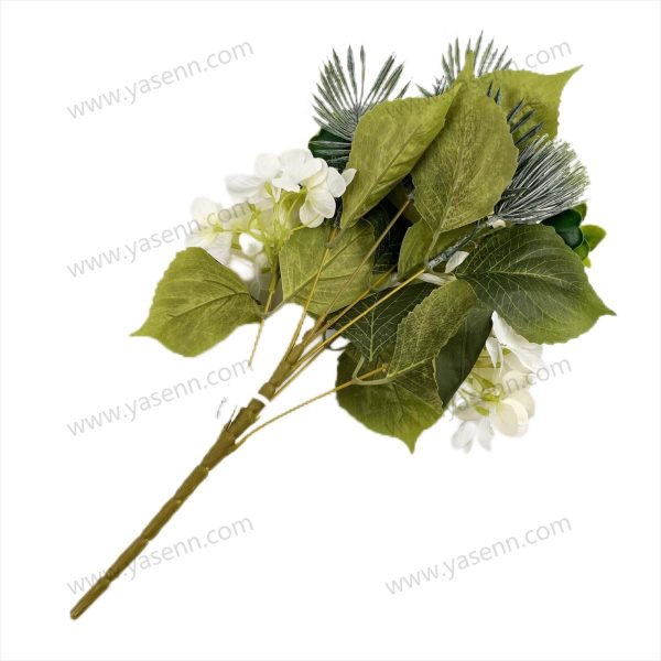 Large Bloom Peony Hydrangea Artificial Fan Shaped Bouquet 7 Stems 47cm Tall Pongee YSB23163