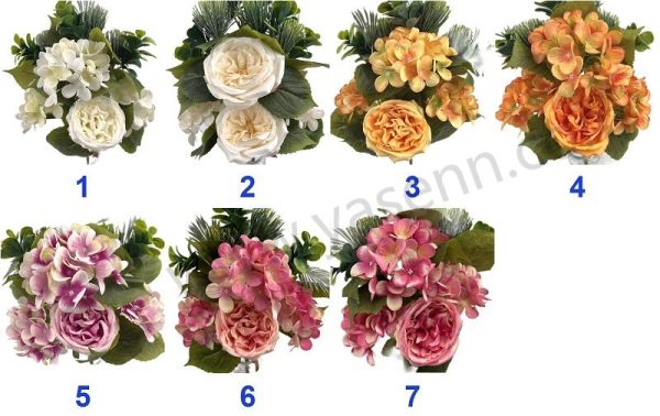 Large Bloom Peony Hydrangea Artificial Fan Shaped Bouquet 7 Stems 47cm Tall Pongee YSB23163