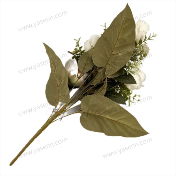 YSB23208_1 Elegant 9 Rose Artificial Fan Shaped Bouquet 51cm Tall Pongee YSB23208