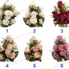 YSB23208_色卡 Elegant 9 Rose Artificial Fan Shaped Bouquet 51cm Tall Pongee YSB23208