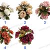 YSB23210_色卡 Lush Peony and Hydrangea Artificial Fan Shaped Bouquet 11 Stems 50cm Tall Pongee YSB23210