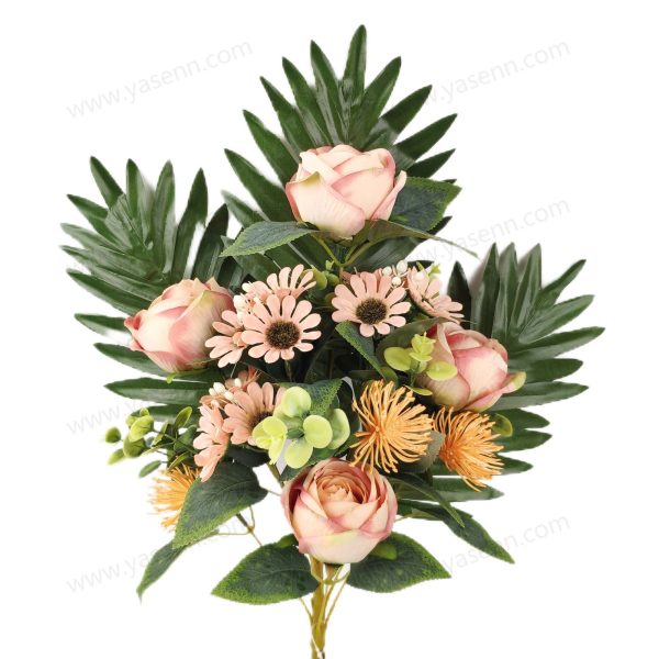 Elegant 10 Rose Artificial Flower Bouquet 52cm Tall Pongee Plastics YSB23454