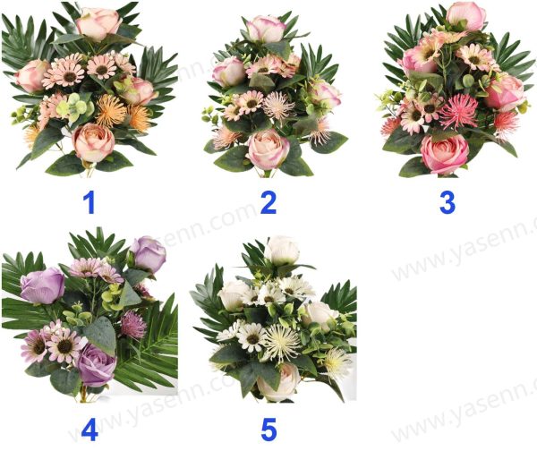 Elegant 10 Rose Artificial Flower Bouquet 52cm Tall Pongee Plastics YSB23454
