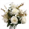 Elegant Artificial Rose Fan-Shaped Bouquet - 7 Lifelike Roses, 43cm Tall, Premium Pongee Fabric (YSF19090)