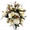 Luxury Mixed Rose and Chrysanthemum Fan Bouquet 18 Stems 50cm Tall Flocked Pongee Satin YSZ20081