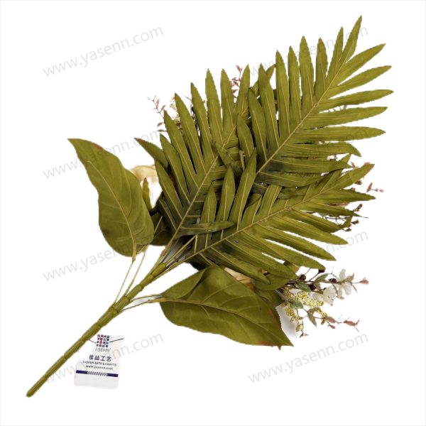 YSZ20155_1 Elegant 11 Rose Artificial Fan Shaped Bouquet 60cm Tall Flocked Pongee YSZ20155