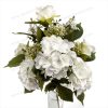 Artificial Rose & Hydrangea Fan Bouquet – 12 Stems, 50cm Tall, Realistic Pongee Fabric (YSZ21006)