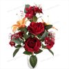 Opulent Mixed Rose & Lily Fan Bouquet – 7 Stems, 45cm Tall, Large 11-13cm Blooms, Pongee Satin (YSZ21007)