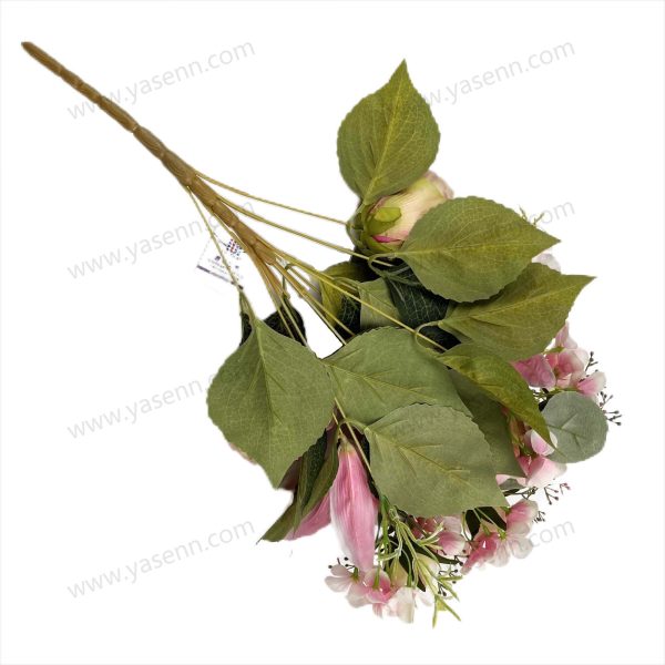 Luxury Mixed Rose & Lily Fan-Shaped Bouquet – 11 Stems, 54cm Tall, Premium Pongee Satin (YSZ21016)