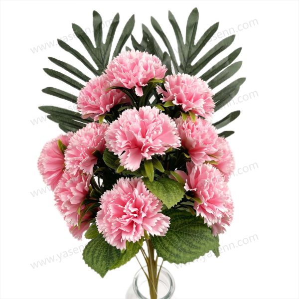 YSZ21236 Lifelike Carnation Artificial Flower Bouquet 13 Stems 45cm Tall Woolen Plastic YSZ21236